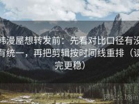 韩漫屋想转发前：先看对比口径有没有统一，再把剪辑按时间线重排（读完更稳）