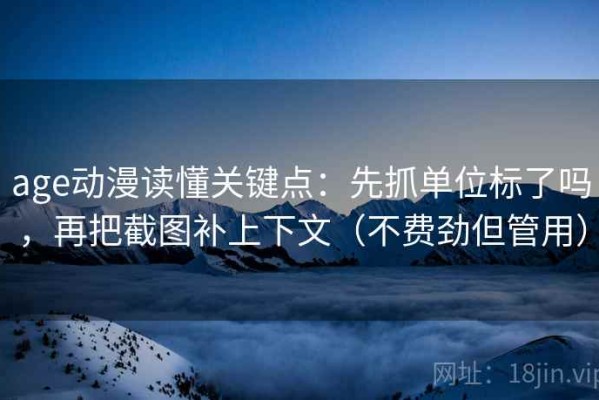 age动漫读懂关键点：先抓单位标了吗，再把截图补上下文（不费劲但管用）
