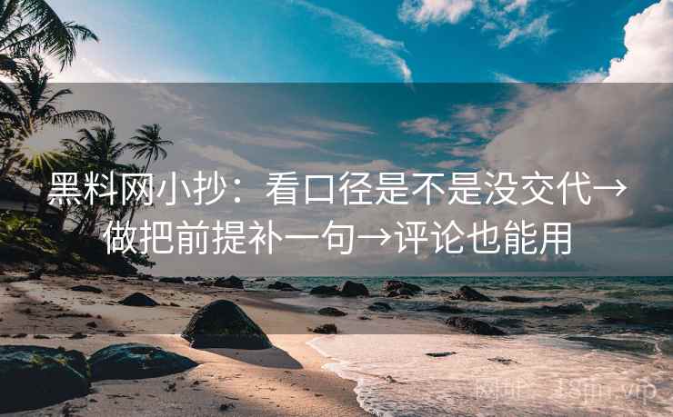 黑料网小抄：看口径是不是没交代→做把前提补一句→评论也能用
