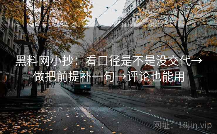 黑料网小抄：看口径是不是没交代→做把前提补一句→评论也能用