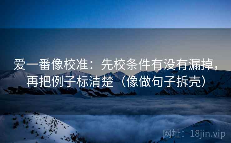 爱一番像校准：先校条件有没有漏掉，再把例子标清楚（像做句子拆壳）